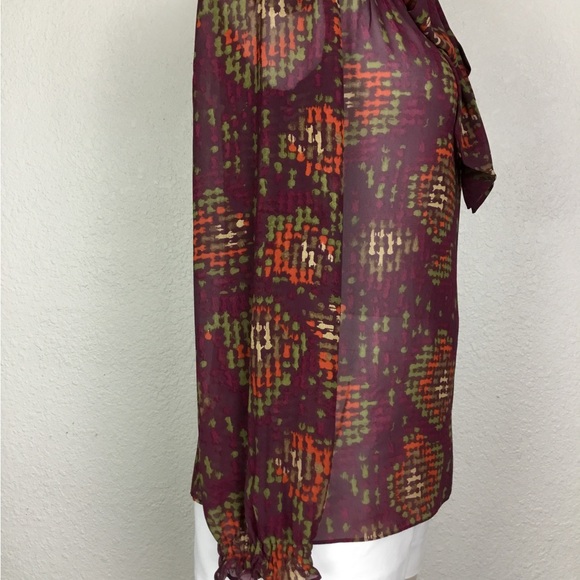 Nine West Womens Blouse Size M Geometric Print Multicolor Long Sleeve Vi… - Picture 5 of 13